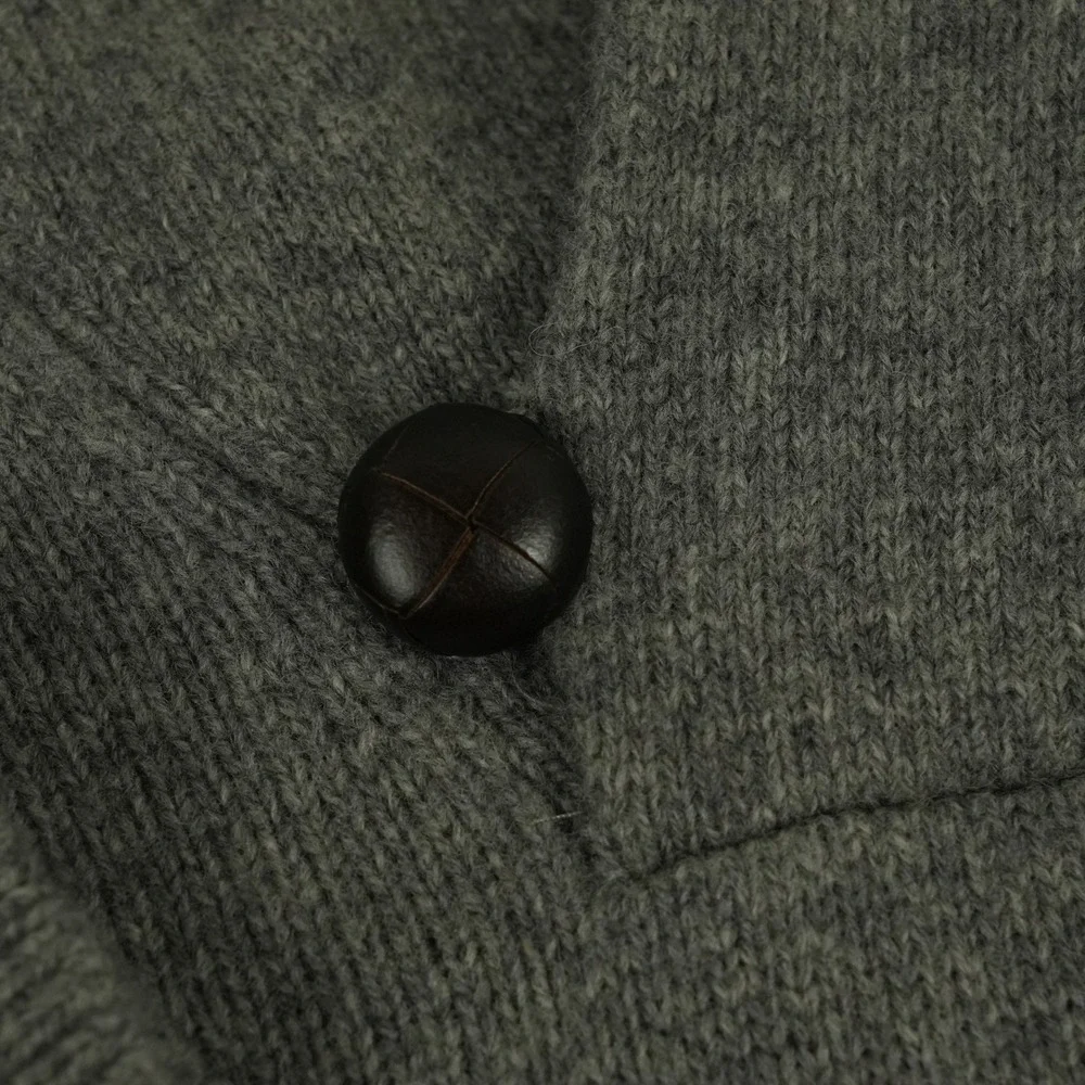 Banana Republic Toggle Popover Sweater Mens L Gray Merino Wool Shawl Colla